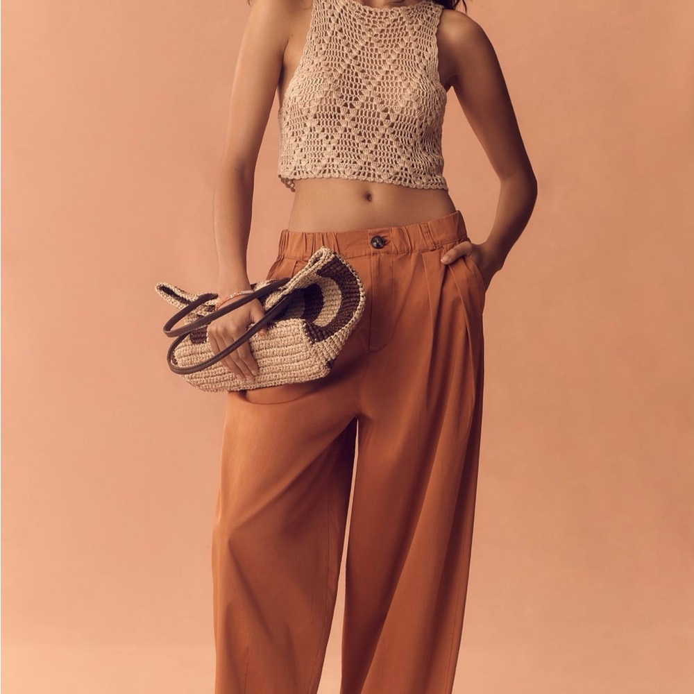 Anthropologie Maeve Curve Poplin Barrel Pants